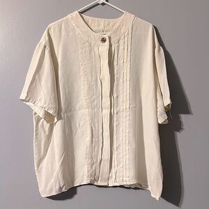 JR Bentley Plus Size 24 White Round Neck Button Up Top